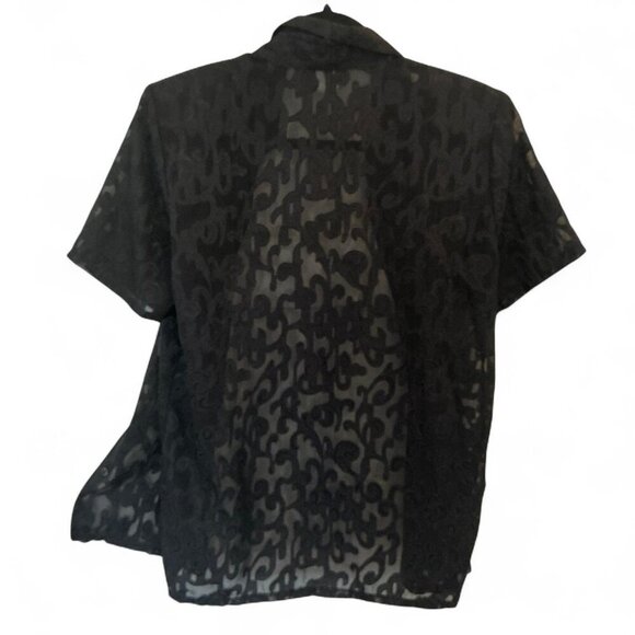 Vintage Lauren Lee Black sheer print button up shirt women's - Picture 1 of 4